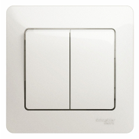 GLOSSA Выключатель двухклавишный схема 5 перламутр в сборе Systeme Electric GSL000652