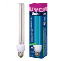 Лампа ультрафиолетовая бактерицидная. ESL-PLD-25/UVCB/E27/CL Спектр UVC 253,7нм. Картон. ТМ Uniel UL-00007271