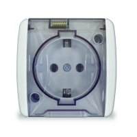 Розетка с заземлением с крышкой наружная Клио 16А IP44 белая UNIVersal К2229