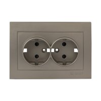 Валенсия лицевая панель розетки 2-местной с/з 16А кашемир с защ. штор. EKF ESR16-L-128-40