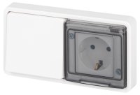 Блок розетка с выключателем Эксперт 11-7521-01 IP55, 16A(10AX)-250В, СУ, белый ЭРА Б0063261