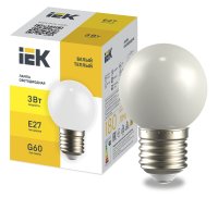 LIGHTING Лампа светодиодная декоративная G60 шар 3Вт 230В теплый белый E27 IEK LLE-G60-3-230-WW-E27