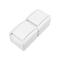Блок вертикальный 2 розетки (керамика) INDUSTRIAL IP54 с заземлением, о/у, белый Kranz KR-78-0801