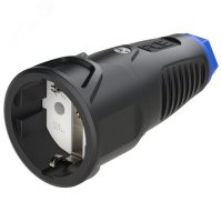 Розетка каб 16A/250V/2P+E/IP20 корпус черный, маркер синий PCE 2510-sb 00-00027014