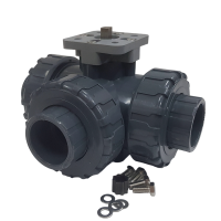 TECHNO 3040T-PVC трехходовой шаровой кран ПВХ под привод DN40, рабоч. темп. -10~50°C Techno 655340