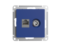 ATLASDESIGN РОЗЕТКА двойная ТВ + компьютерная RJ45, кат. 5Е, АКВАМАРИН Systeme Electric ATN001189