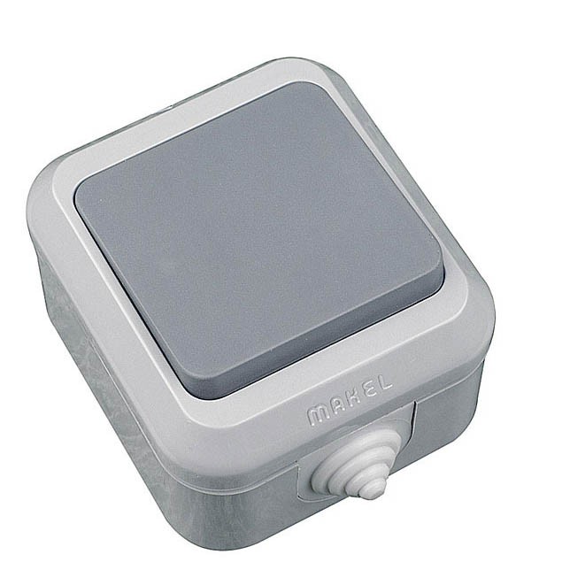 Выключатель 1 кл серый IP 44 Makel 18100 Выключатель 1 кл серый IP 44 Makel 18100