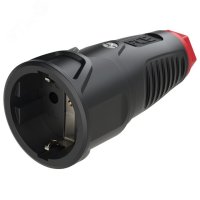Розетка каб 16A/250V/2P+E/IP20 корпус черный, маркер красный PCE 2520-sr 00-00026220