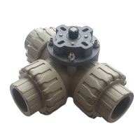 TECHNO 3025T-PP трехходовой шаровой кран полипропиленовый под привод DN25, рабоч. темп. -10~60°C Techno 650325