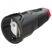 Розетка каб 16A/250V/2P+E/IP20 корпус черный, маркер красный PCE 2510-sr 00-00026219