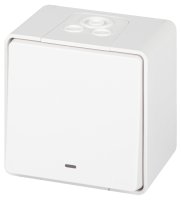 Переключатель Эксперт 11-1507-01 с подсветкой IP55, 10АХ-250В, ОУ, белый ЭРА Б0063255