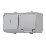 Блок розетка с выключателем Intro Atlantic 5-702-03 двойным 2P+E, 10(16)А-250В, открытой установки, IP54, серый Б0050948