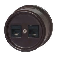 Розетка Лизетта RJ45 информационная двойная, керамика, цвет коричневый Bironi B1-302-02 Розетка Лизетта RJ45 информационная двойная, керамика, цвет коричневый Bironi B1-302-02