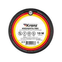 Изолента ПВХ KRANZ 0.13х15 мм, 10 м, черная 10шт Kranz KR-09-2006
