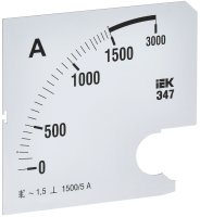 Шкала сменная для амперметра Э47 1500/5А класс точности 1,5 96х96мм IEK IPA20D-SC-1500