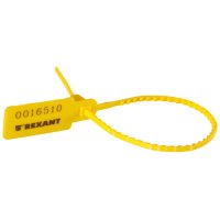 Пломба пластиковая номерная 255 мм желтая, REXANT 07-6122
