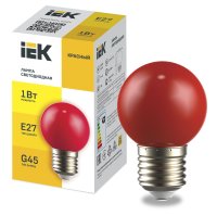 LIGHTING Лампа светодиодная декоративная G45 шар 1Вт 230В красный E27 IEK LLE-G45-1-230-R-E27