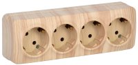 GLORY Розетка четырехместная наружная с заземлением сосна IEK ERH41-K34-16