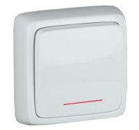 Выключатель одноклавишный наружный с изоляционной пластиной с индикацией белый 10А HEGEL ВА10-114