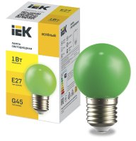 LIGHTING Лампа светодиодная декоративная G45 шар 1Вт 230В зеленый E27 IEK LLE-G45-1-230-G-E27