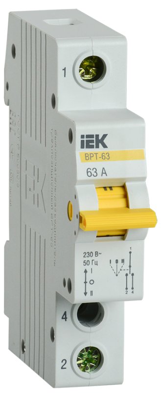 Выключатель-разъединитель трехпозиционный ВРТ-63 1P 63А IEK MPR10-1-063 Выключатель-разъединитель трехпозиционный ВРТ-63 1P 63А IEK MPR10-1-063