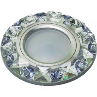 DLS-P123 GU5.3 CHROME/CLEAR+PURPLE Светильник декоративный встраиваемый. Без лампы. Металл, цвет хром. Отделка кристалл с элементами фиолетового. ТМ Fametto Uniel DLS-P123-2001 10644      